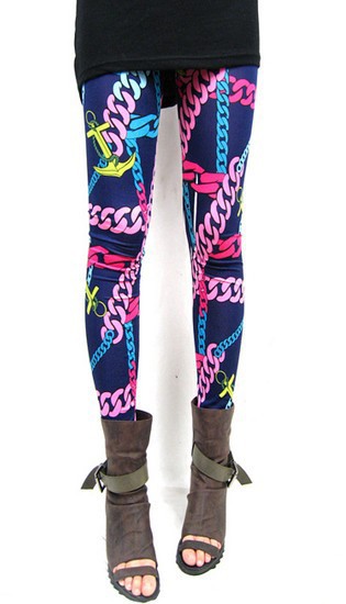 model wearing Vintage Punk Chain Graffii Leggings