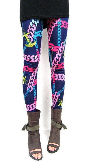 Vintage Punk Chain Graffii Leggings