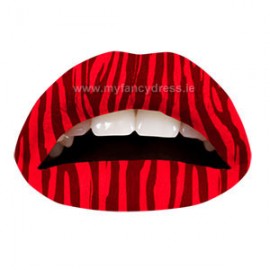 Red Zebra Temporary Lip Tattoo