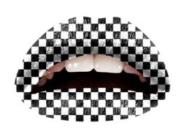 Black & White Checker Temporary Lip Tattoo