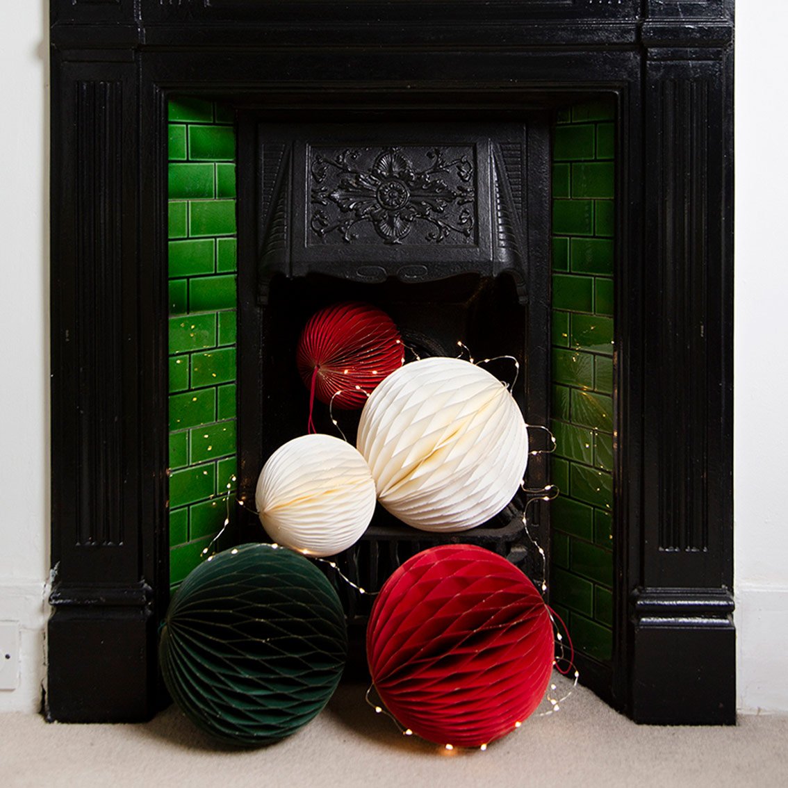 White Glitter Honeycomb Decorations 30cm