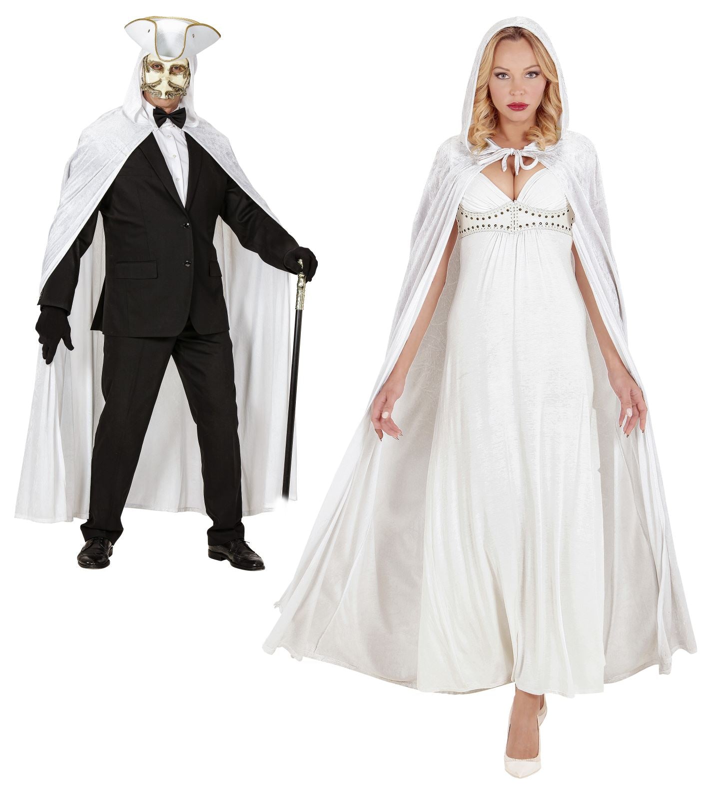 White velvet Hooded Cape