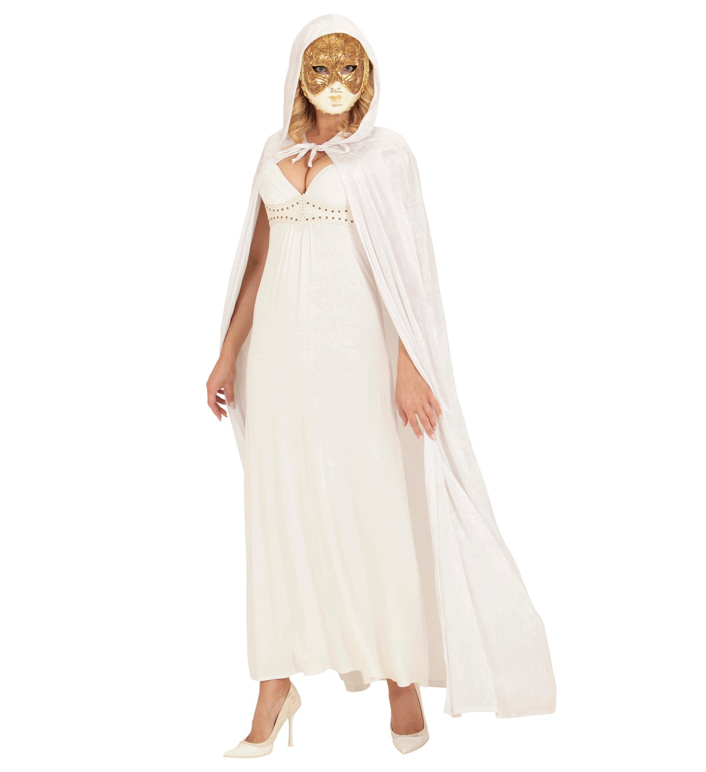 White velvet Hooded Cape 150cm