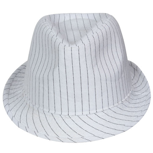 White Pinstripe Fedora Hat