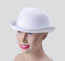 White Bowler Hat Satin Finish Super quality deluxe bright white bowler hat with a beautiful satin finish.