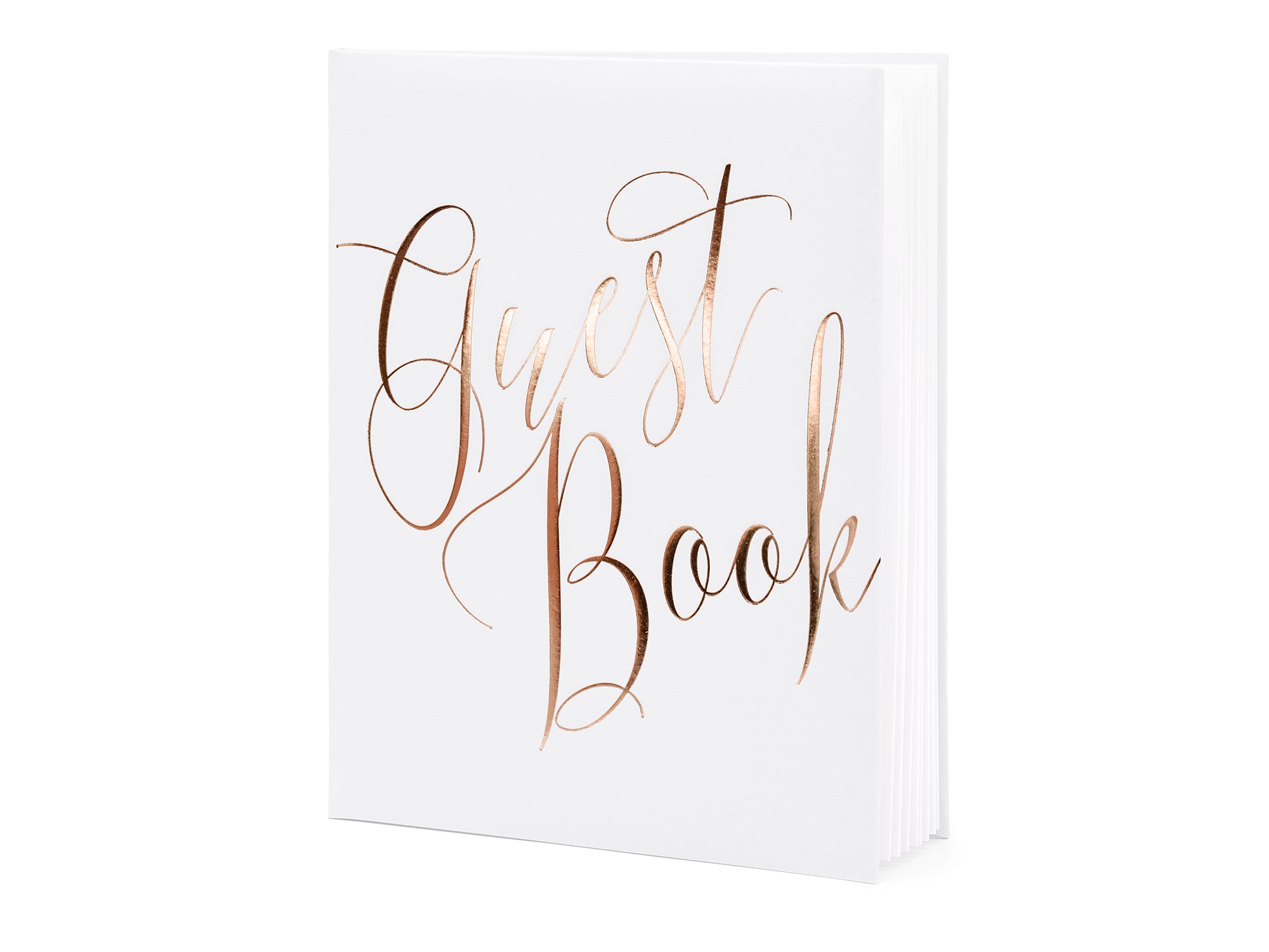 White and gold lettering Guest Book