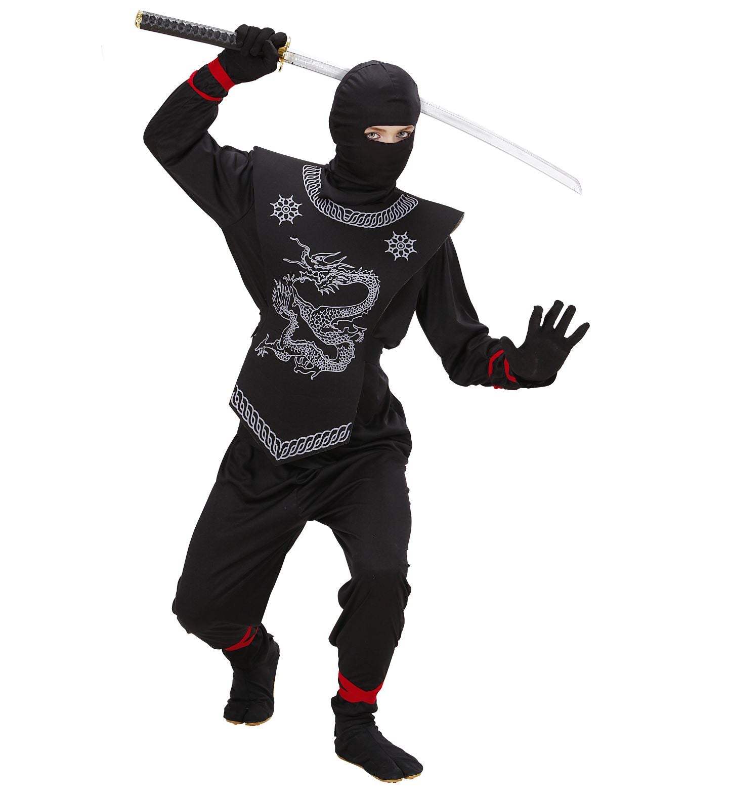 Boys black Dragon Ninja Fancy Dress Costume