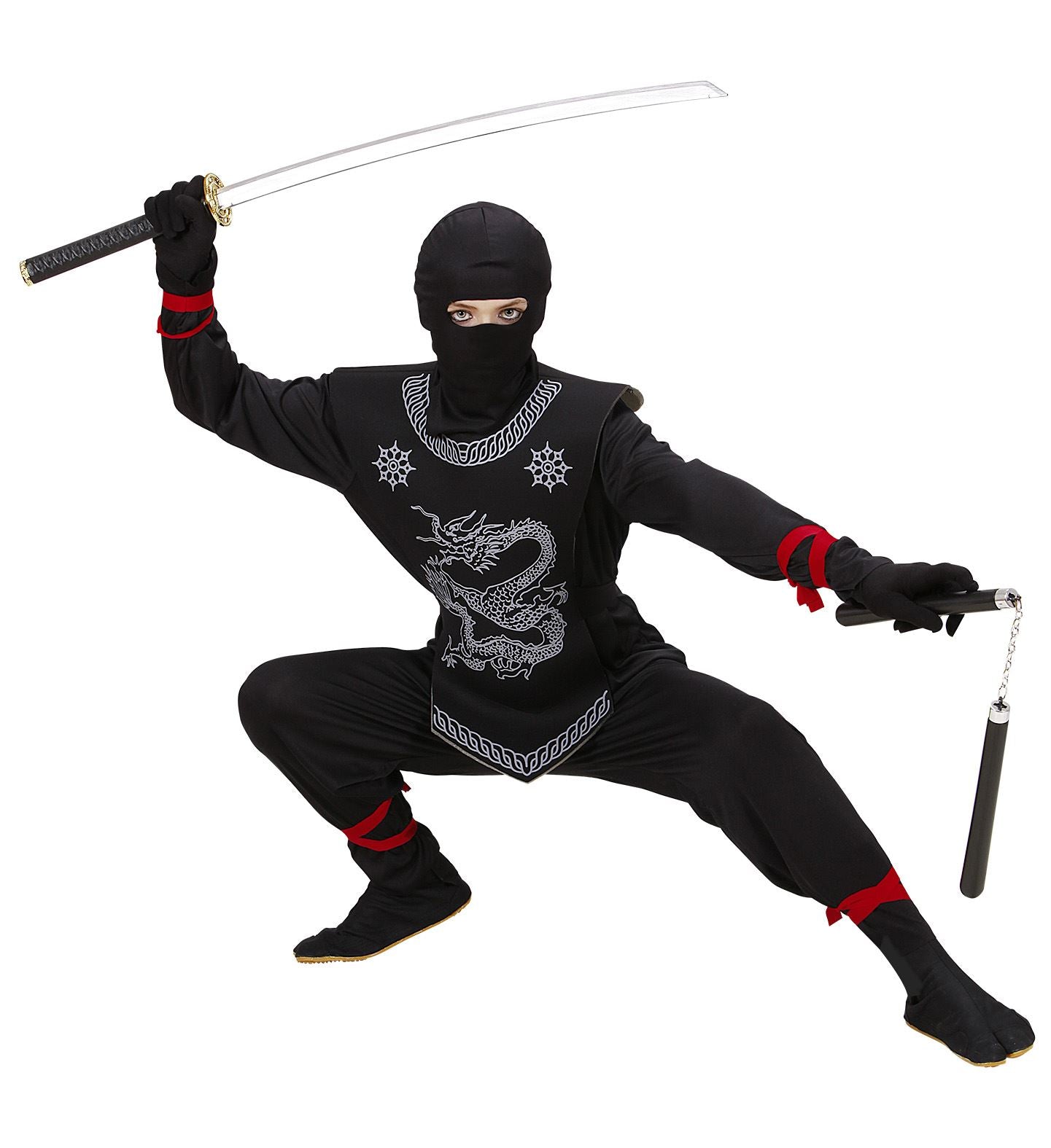 Child's black Dragon Ninja Fancy Dress outfit.