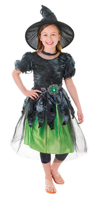girl wearing Mysteria the witch fancy dress costume