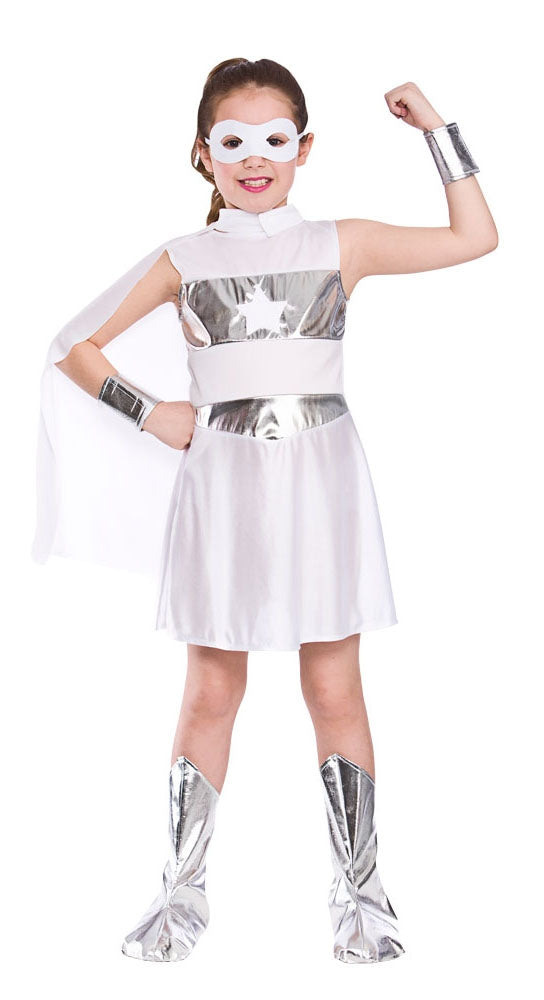 girls superhero costume white