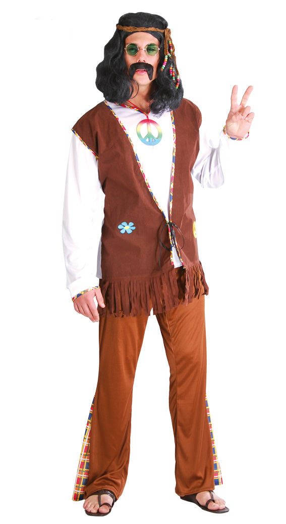 Men's adult 60's Flower Hippie fancy dress Costume
