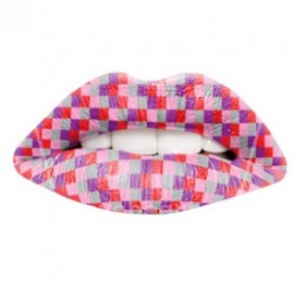 Coloured Checkered Temporary Lip Tattoo