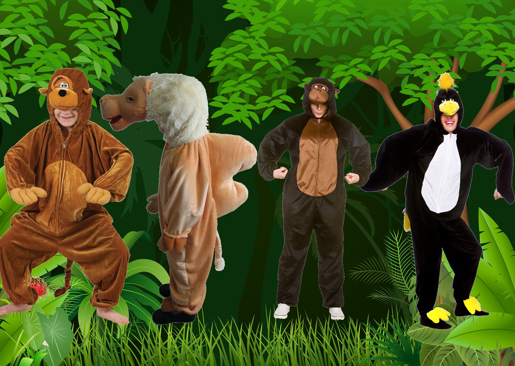 Adult and childrens animal costumes.