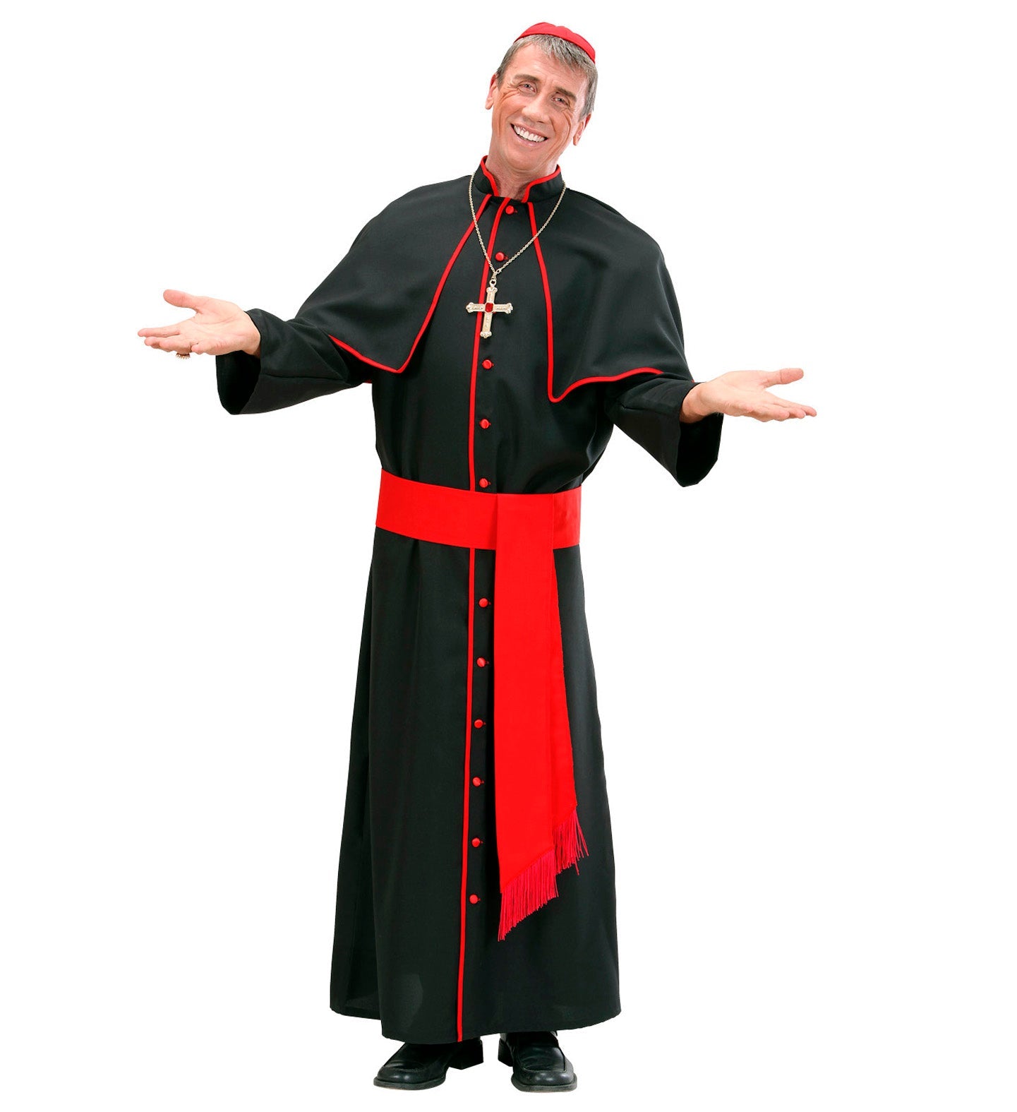A collection of men's religious fancy dress costumes, including a priest, a cardinal, and a pope, available from Irish shop My Fancy Dress.