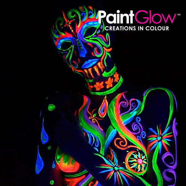 UV Face & Body Glow Paint Stick Pro - Set of 8 Glow in The Dark Makeup Colors for Black Light - Neon Face & Body Paint for Adults & Kids - UV Paint