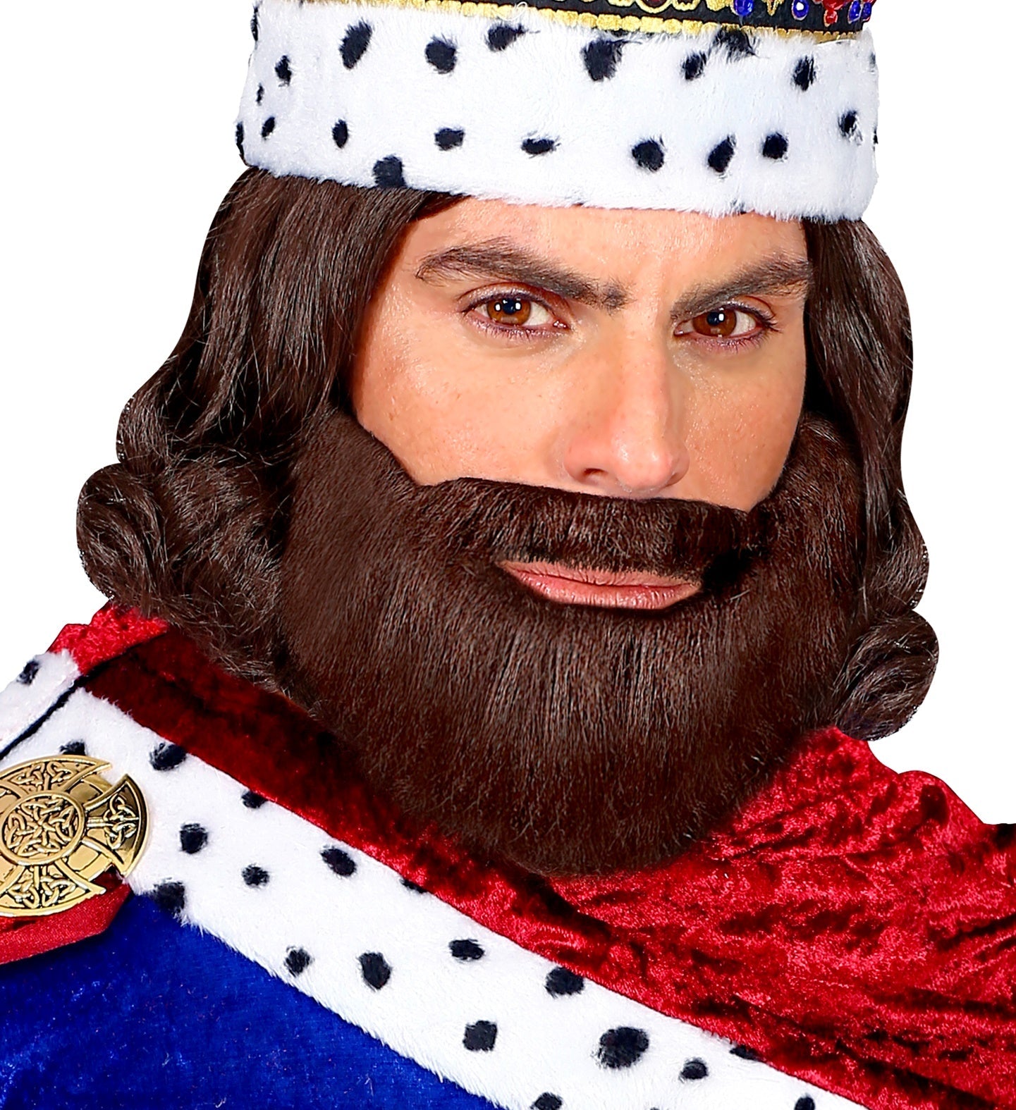 A person wearing a Fake Moustache & Beard Fancy Dress Costume Accessory
