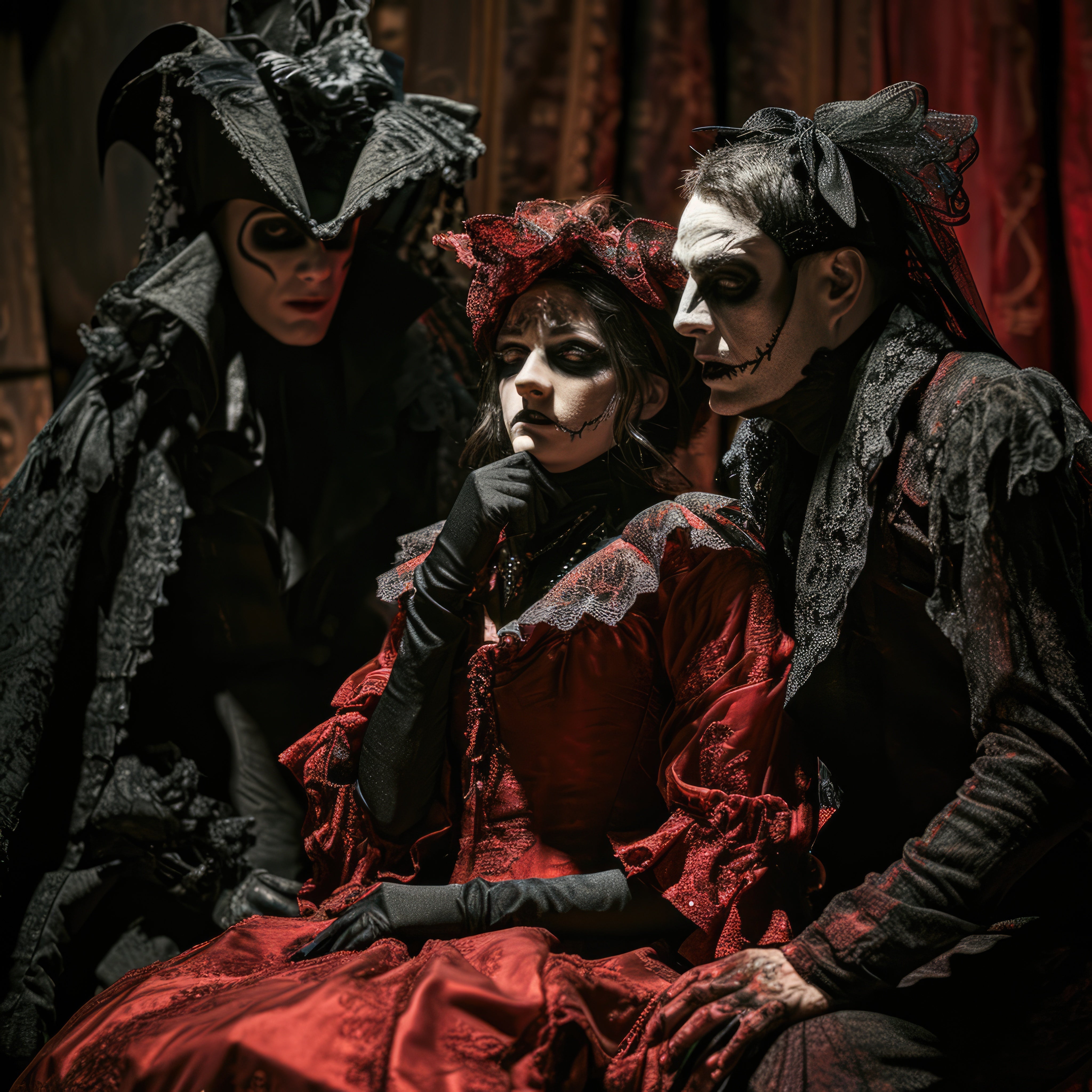 People wearing gothic vampire costumes
