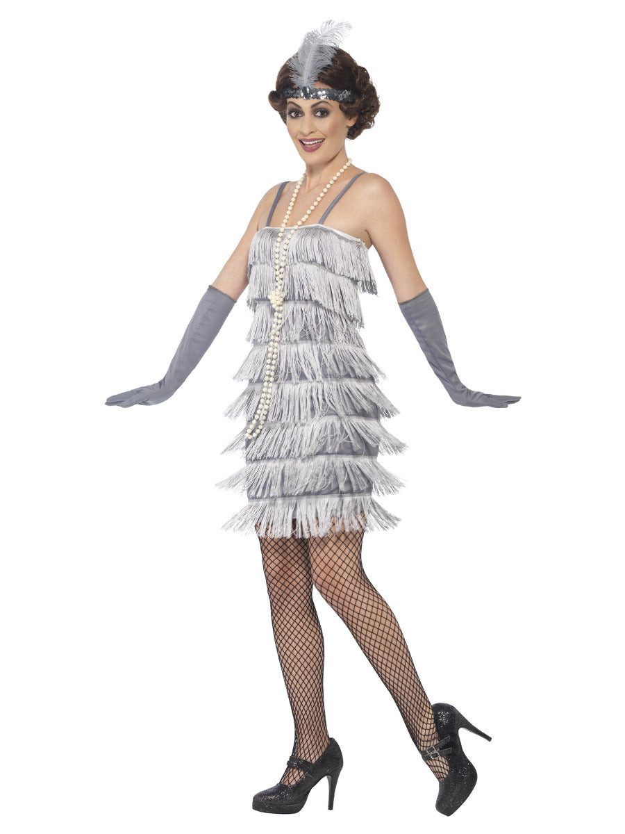 1920s Silver Fringed Flapper dress