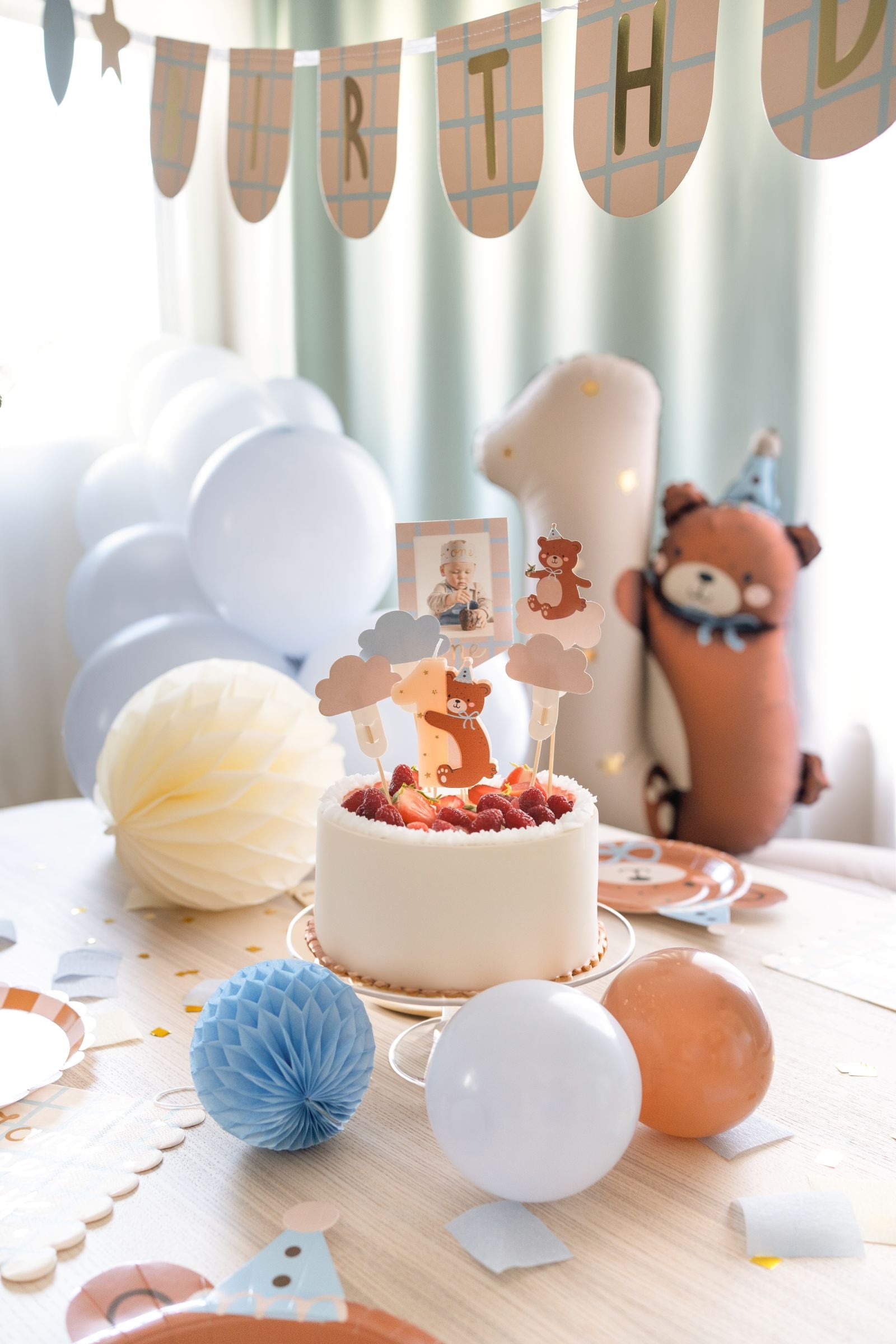 1st Birthday Teddy Bear Cake Toppers party decorations
