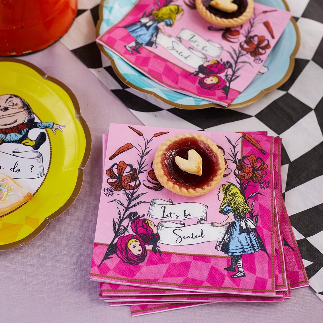 Alice in Wonderland Bright Pink Paper Napkins