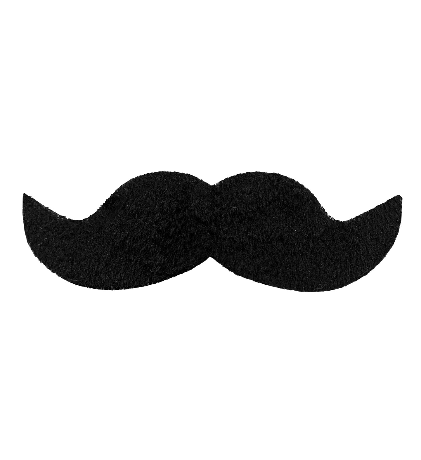A thick, black, self-adhesive fake Ambassador-style moustache with curled ends.