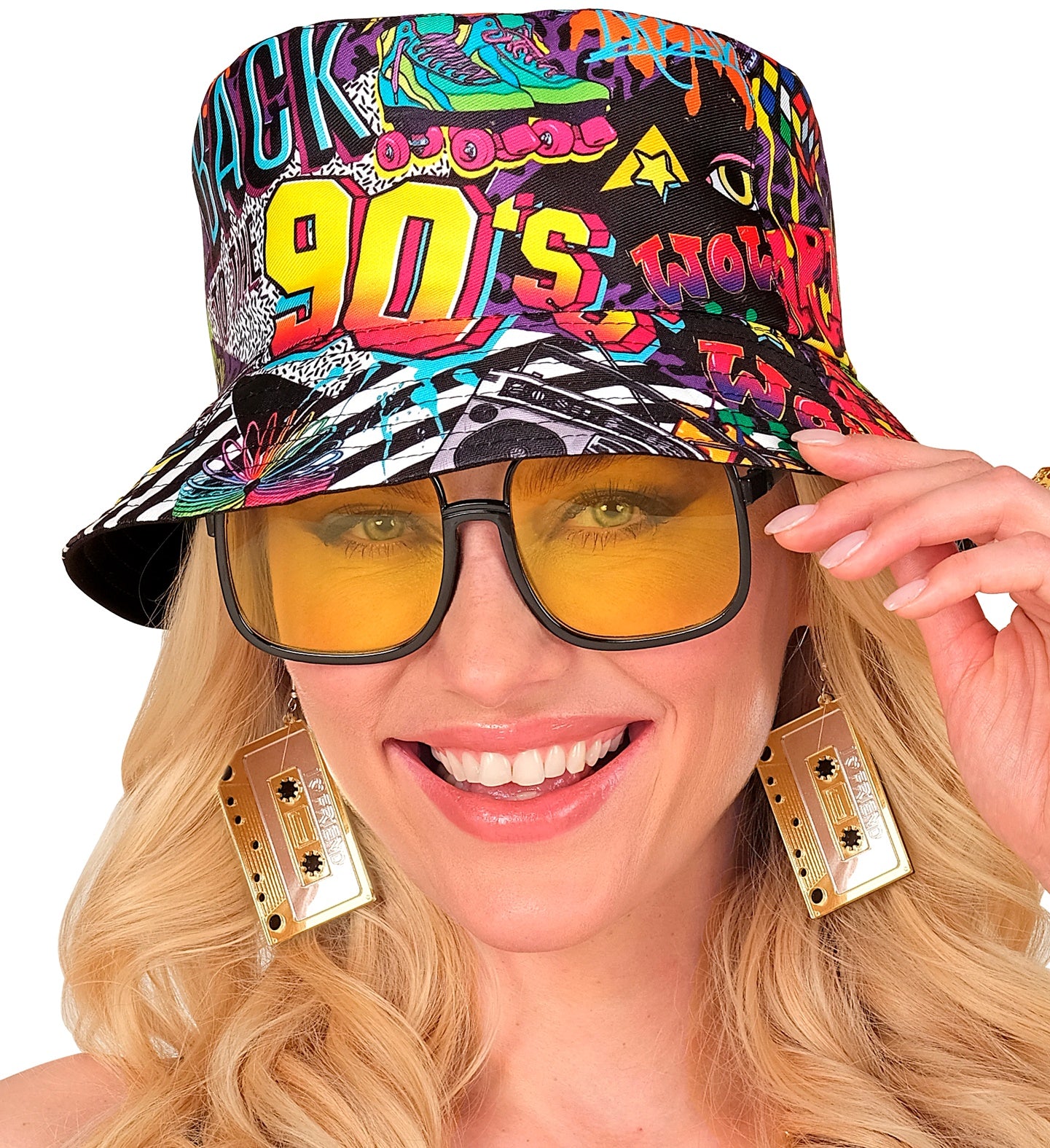 90s Bucket Hat | Retro Neon Print for Parties & Festivals
