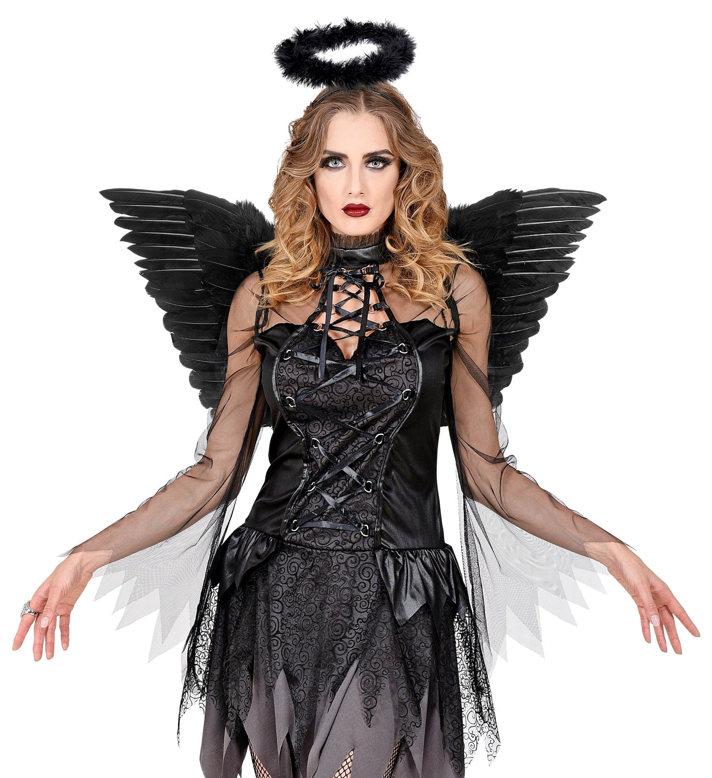 Black Feathered Wings for fallen angel costume