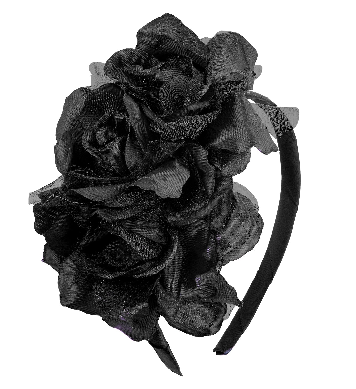 Black Roses Headband with Glitter