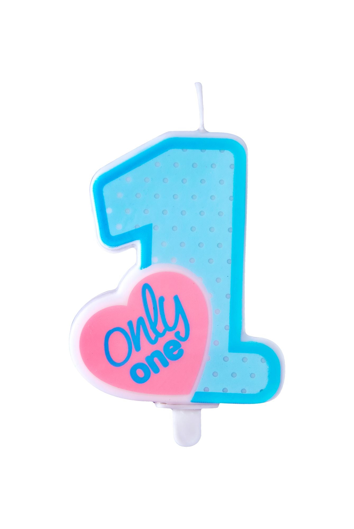 Blue Only 1 Birthday Candle