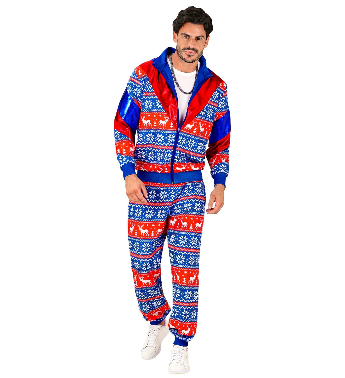 Blue Red Merry Christmas Tracksuit Costume for men