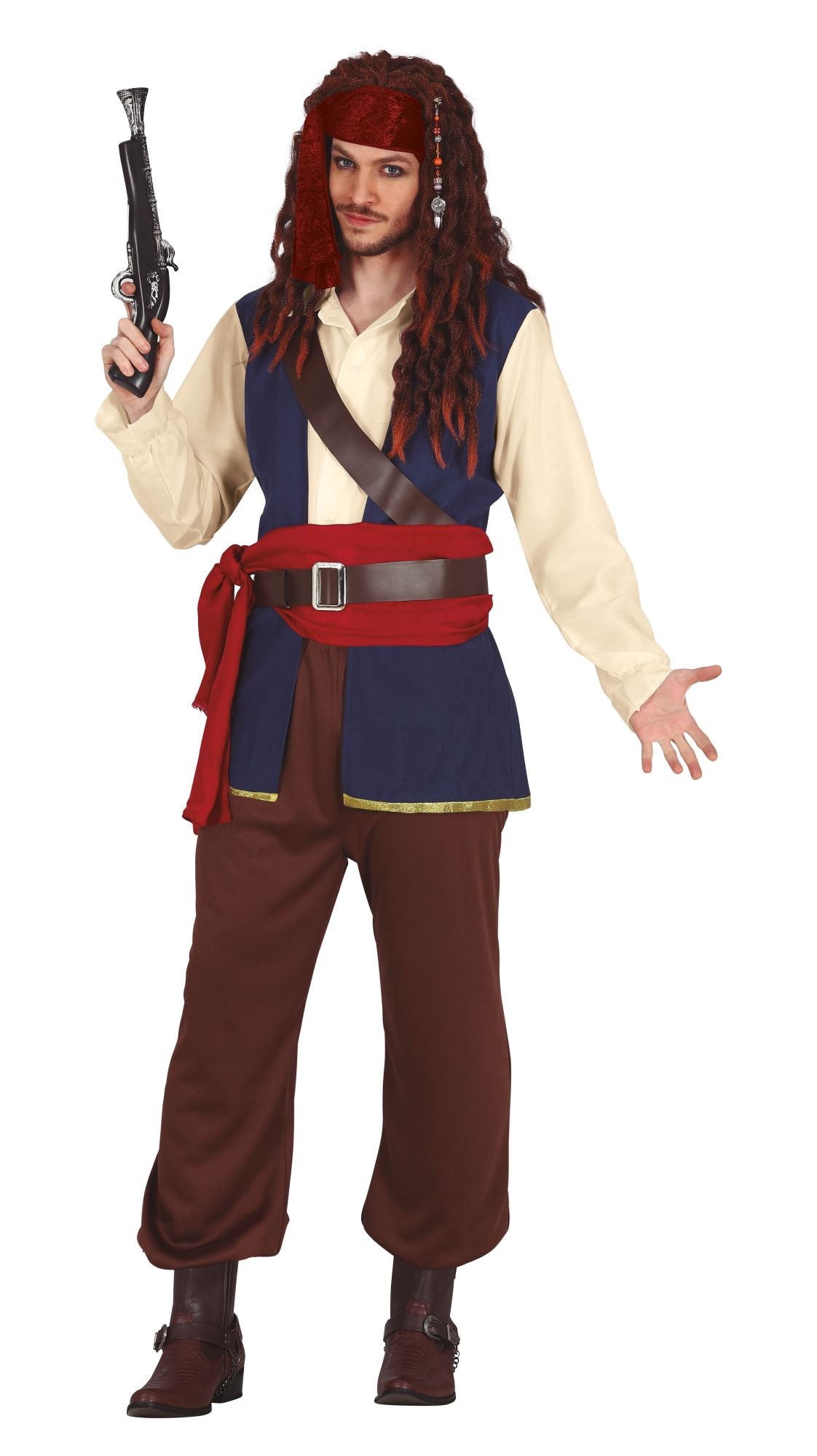 Adult Zombie Pirate Captain Hook Halloween Costume Mens Blackbeard Hat Belt  Hand