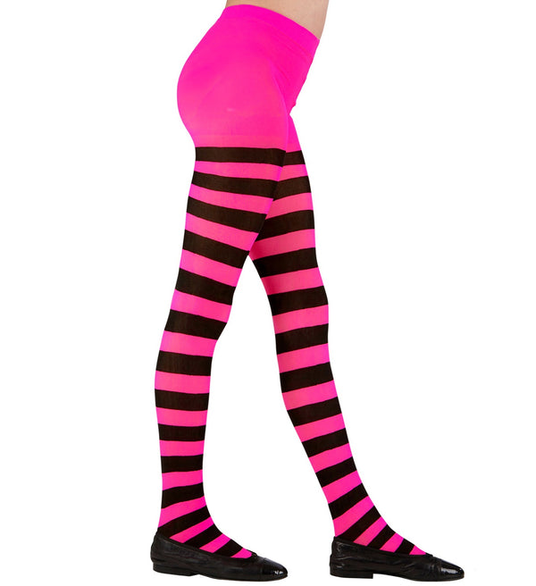 Children's Pink and Black Striped Tights