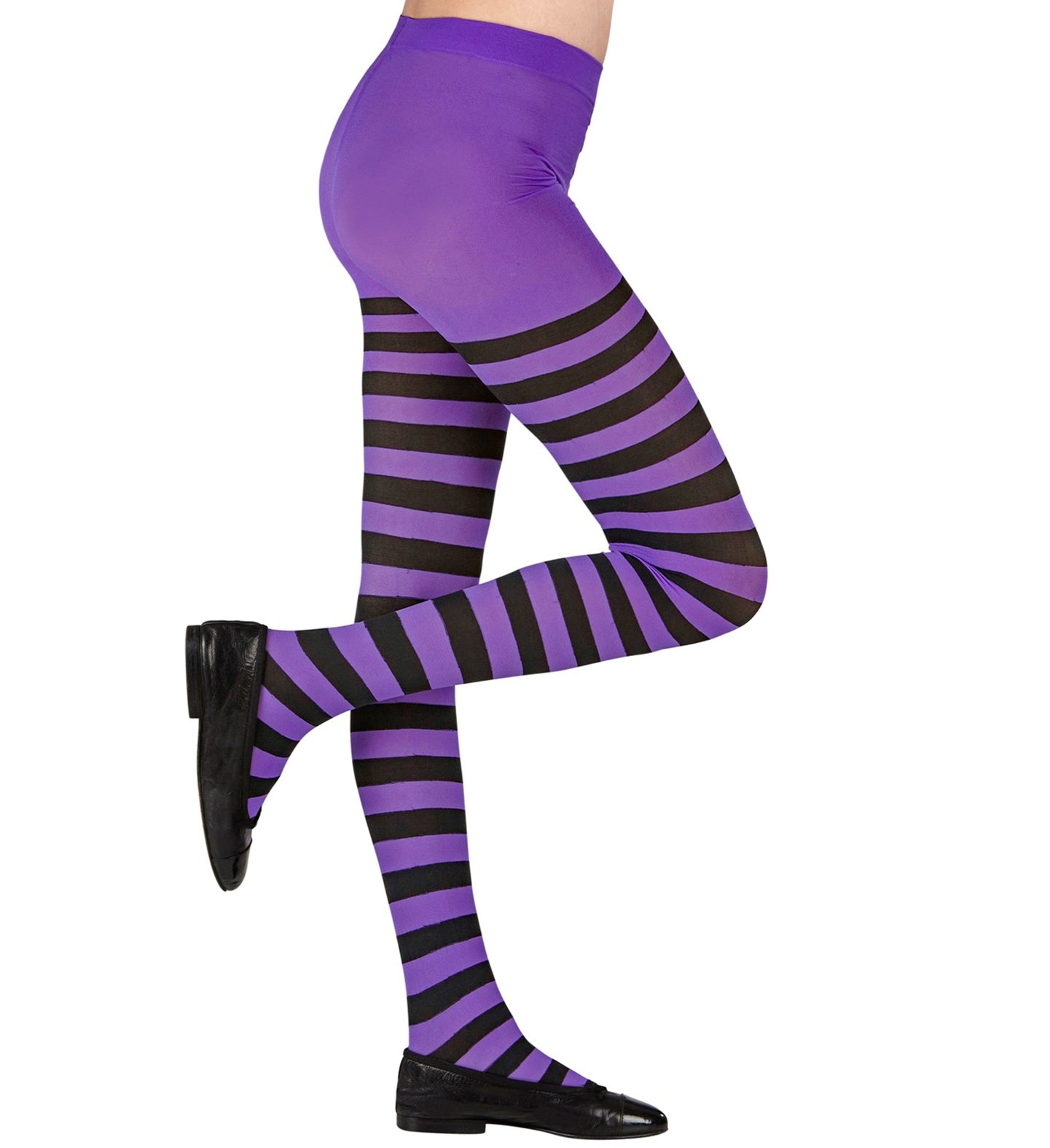 Children's Purple and Black Striped Halloween Tights