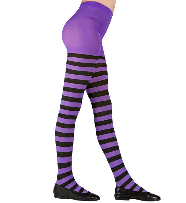 Children's Purple and Black Striped Tights