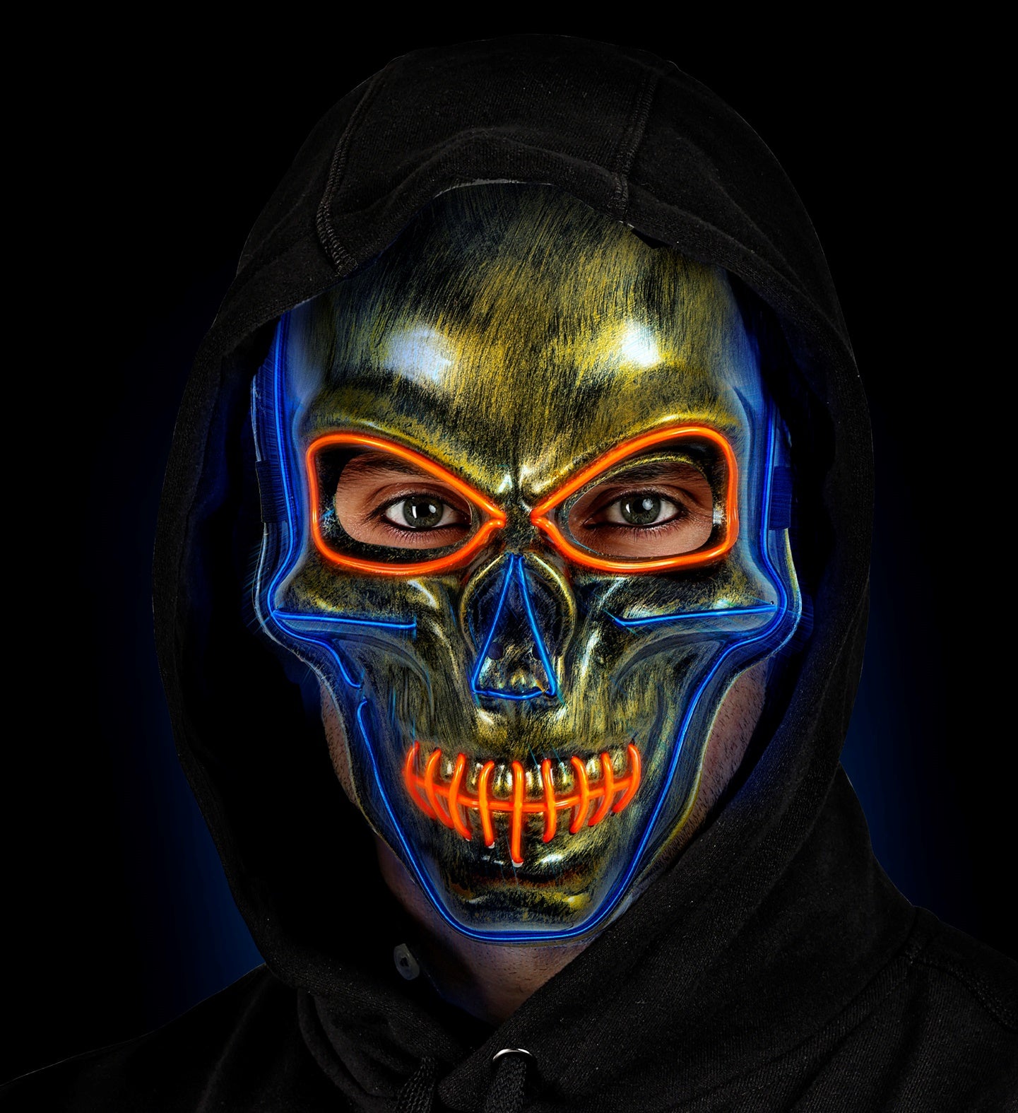 Coloured LED Gold Skull Mask