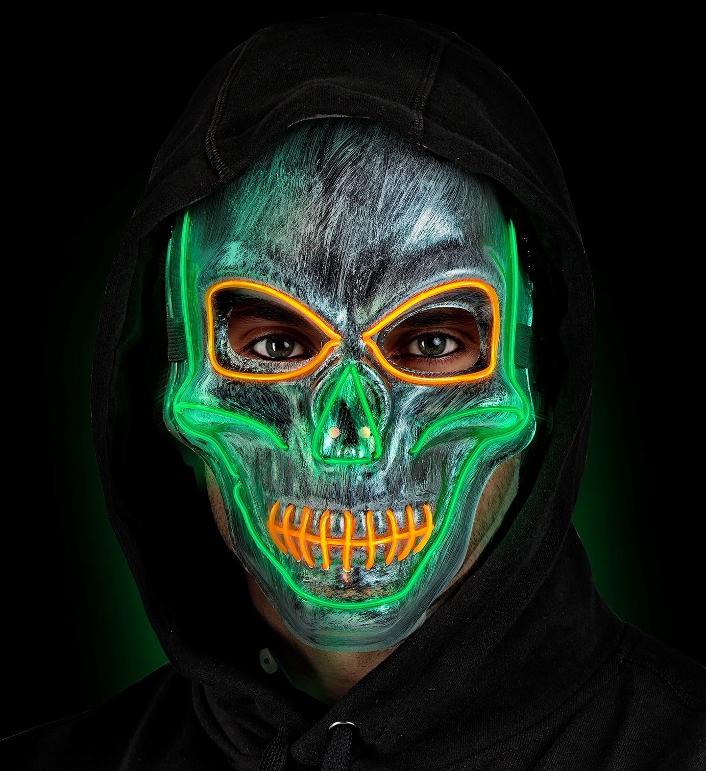 Coloured LED Silver Skull Mask