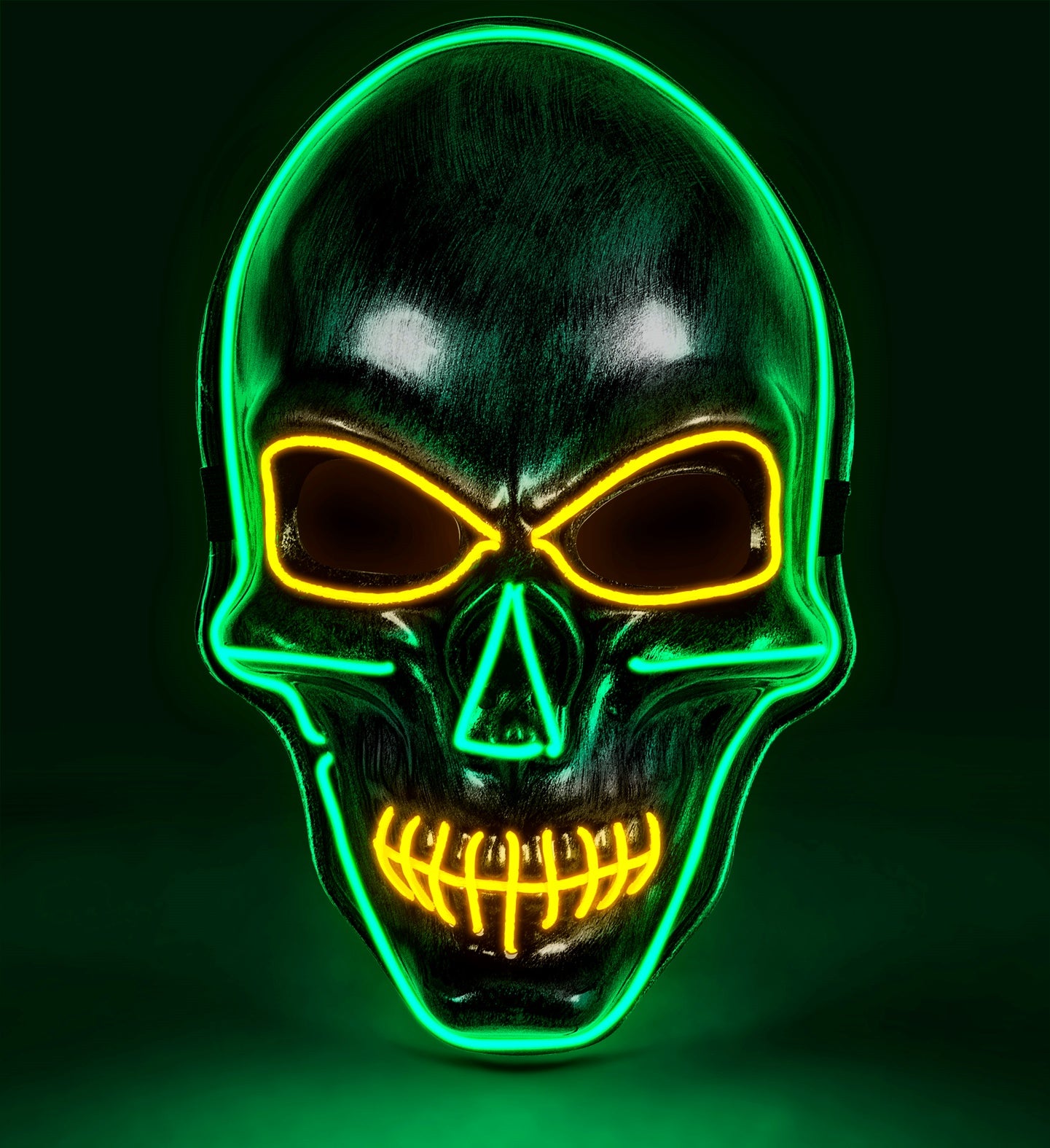 Coloured LED light up Silver Skull Mask