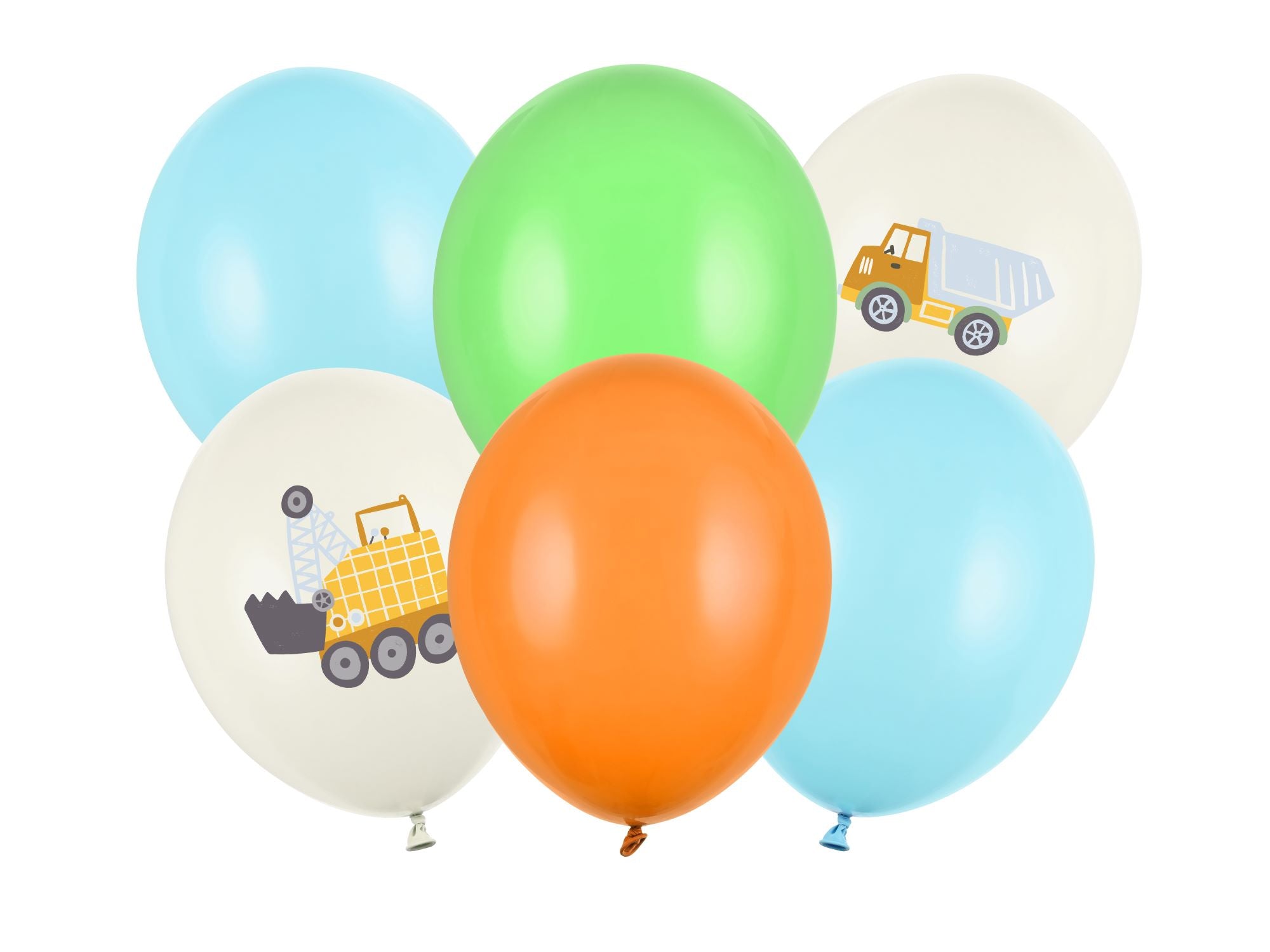 Construction Machines Birthday Balloons pack of 6