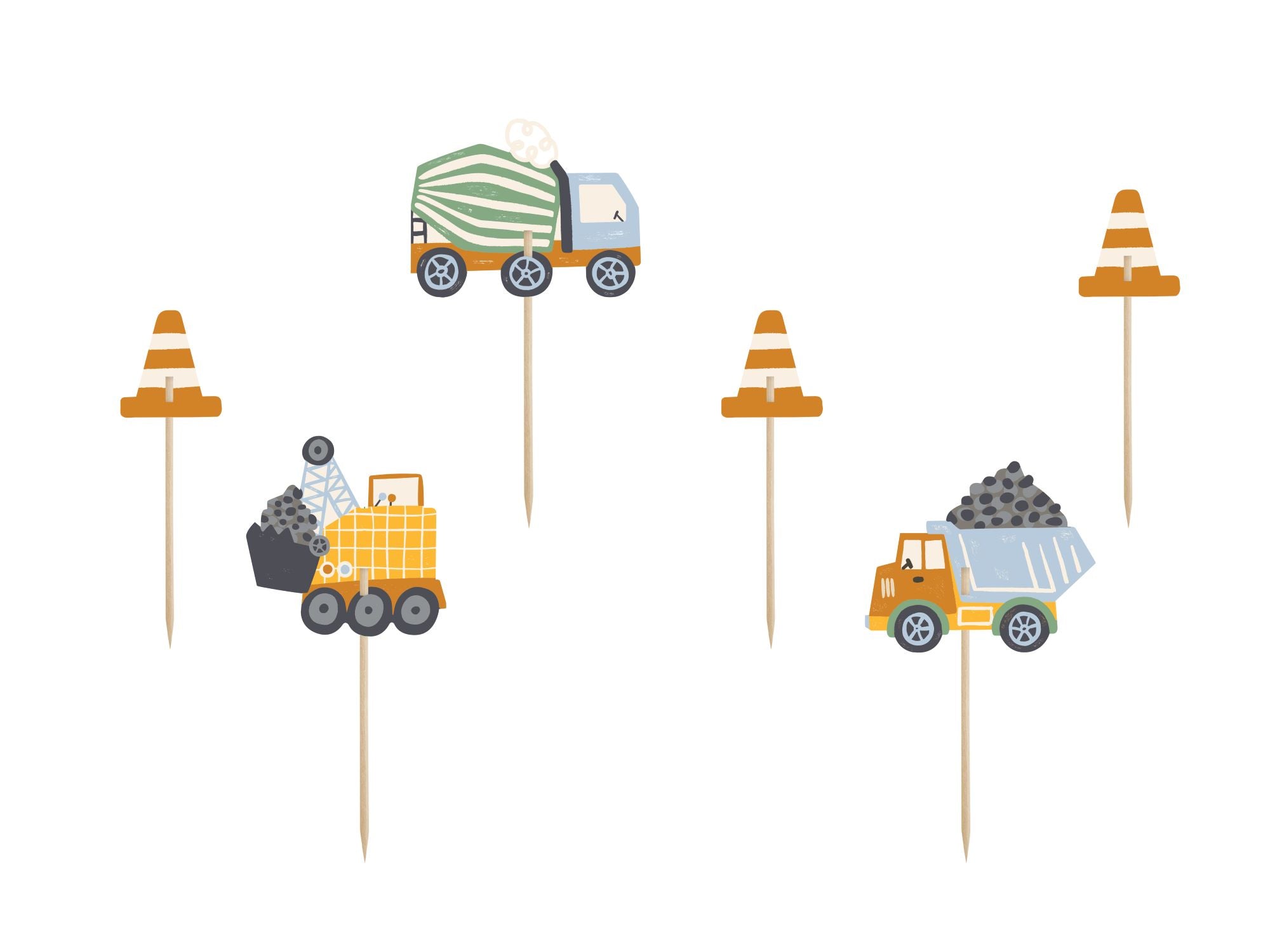 Construction Vehicles Cupcake Toppers