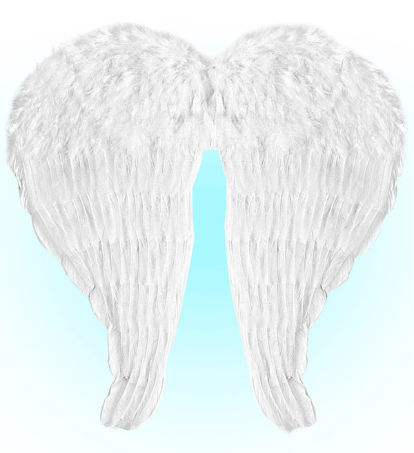 Deluxe Large White Feather Wings 66x62cm