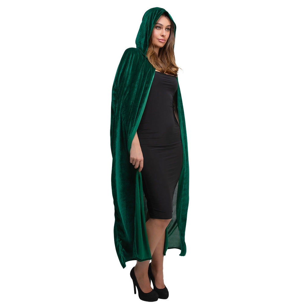 Deluxe Velvet Hooded Cape Green