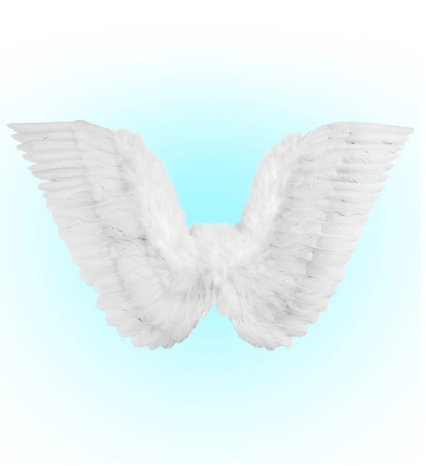 Deluxe White Feather Wings 78 X 36cm