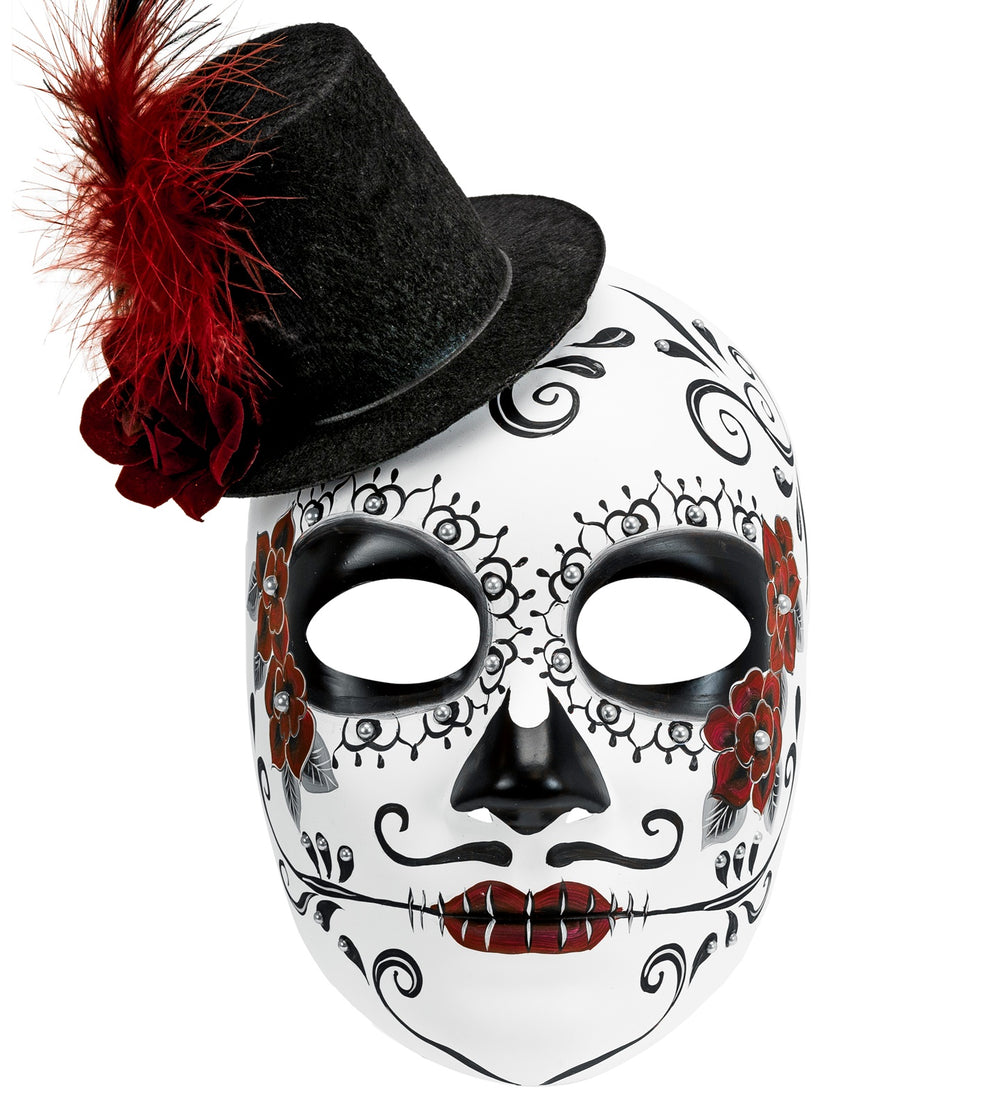 Dia de los Muertos Catrin Mask with Hat