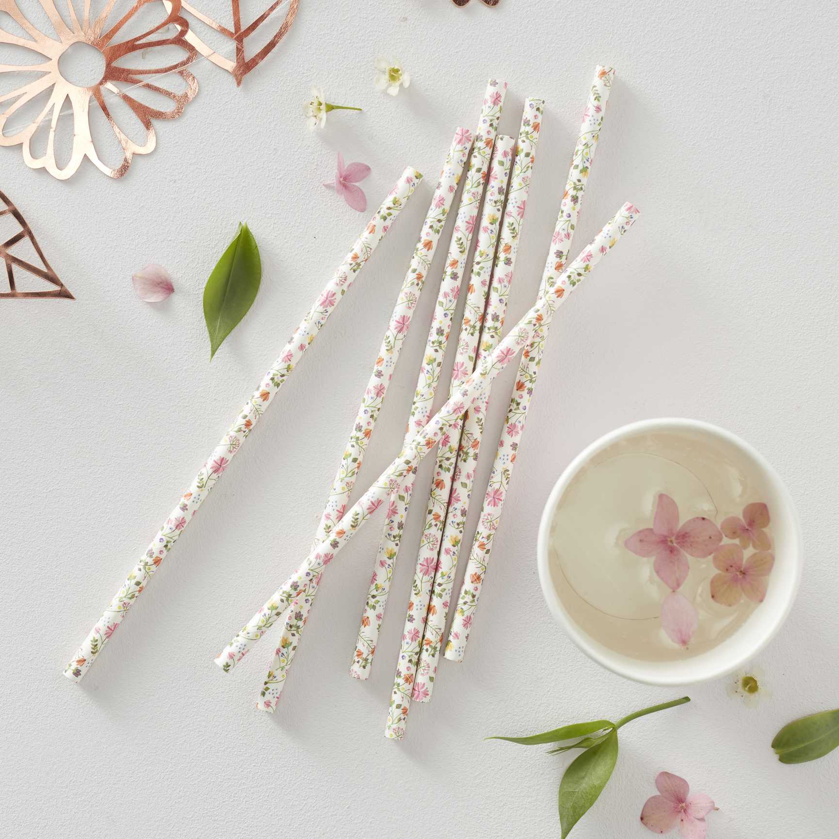 Ditsy Floral Paper Straws Pack of 10