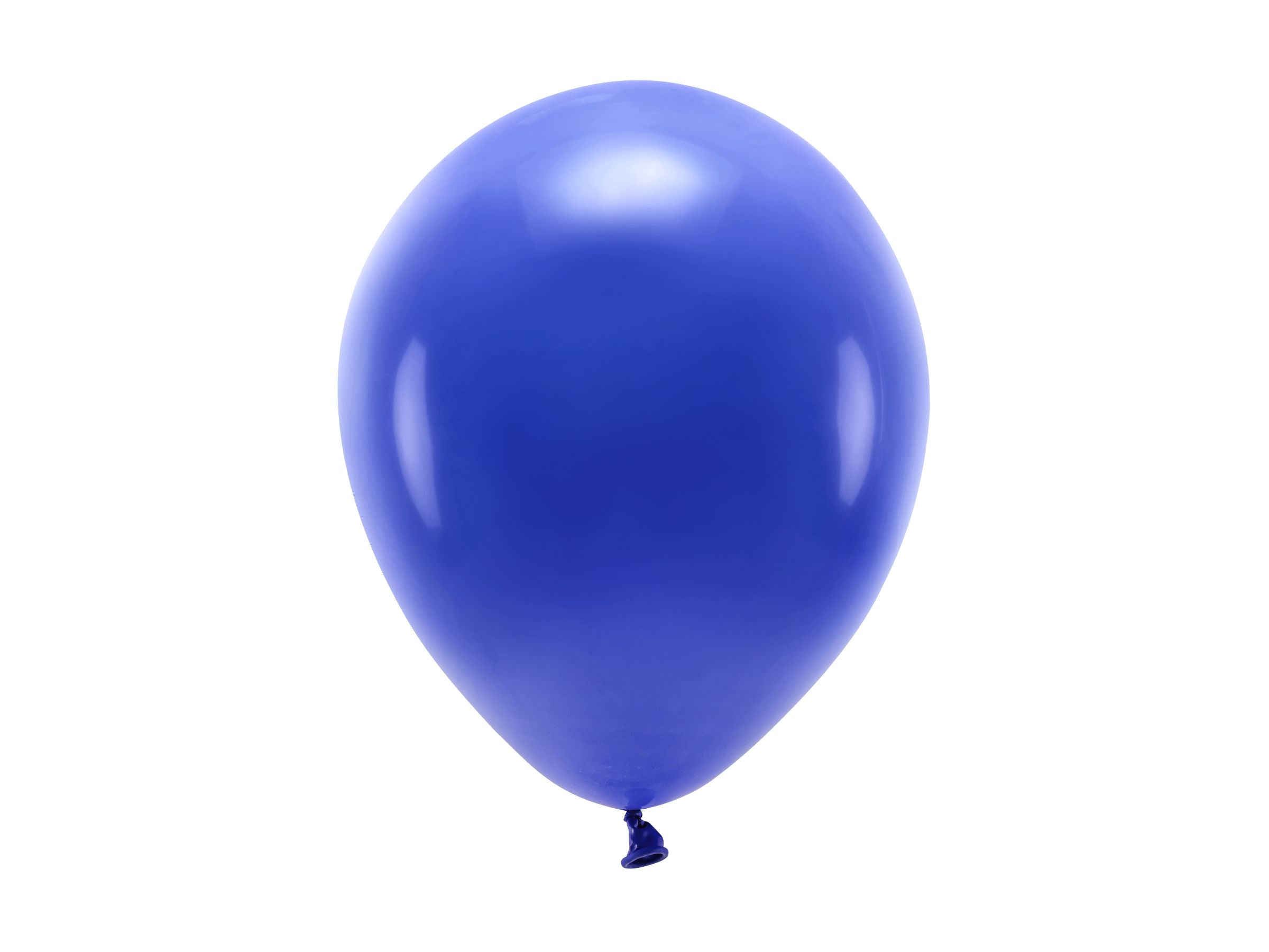 A single, inflated pastel navy blue latex balloon with a matte finish, isolated on a white background.