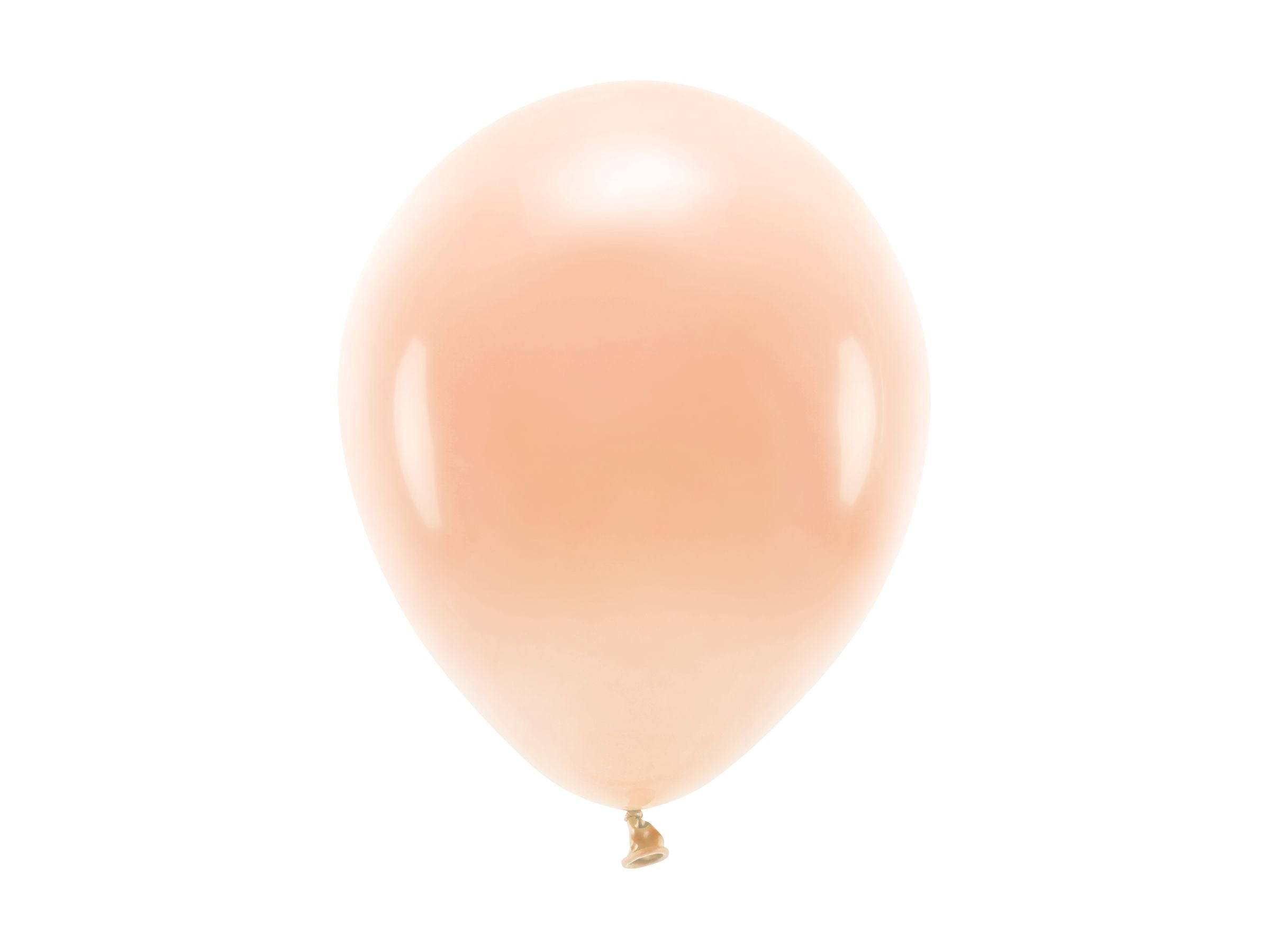 A single, inflated pastel peach latex balloon with a smooth, matte finish, isolated on a white background.