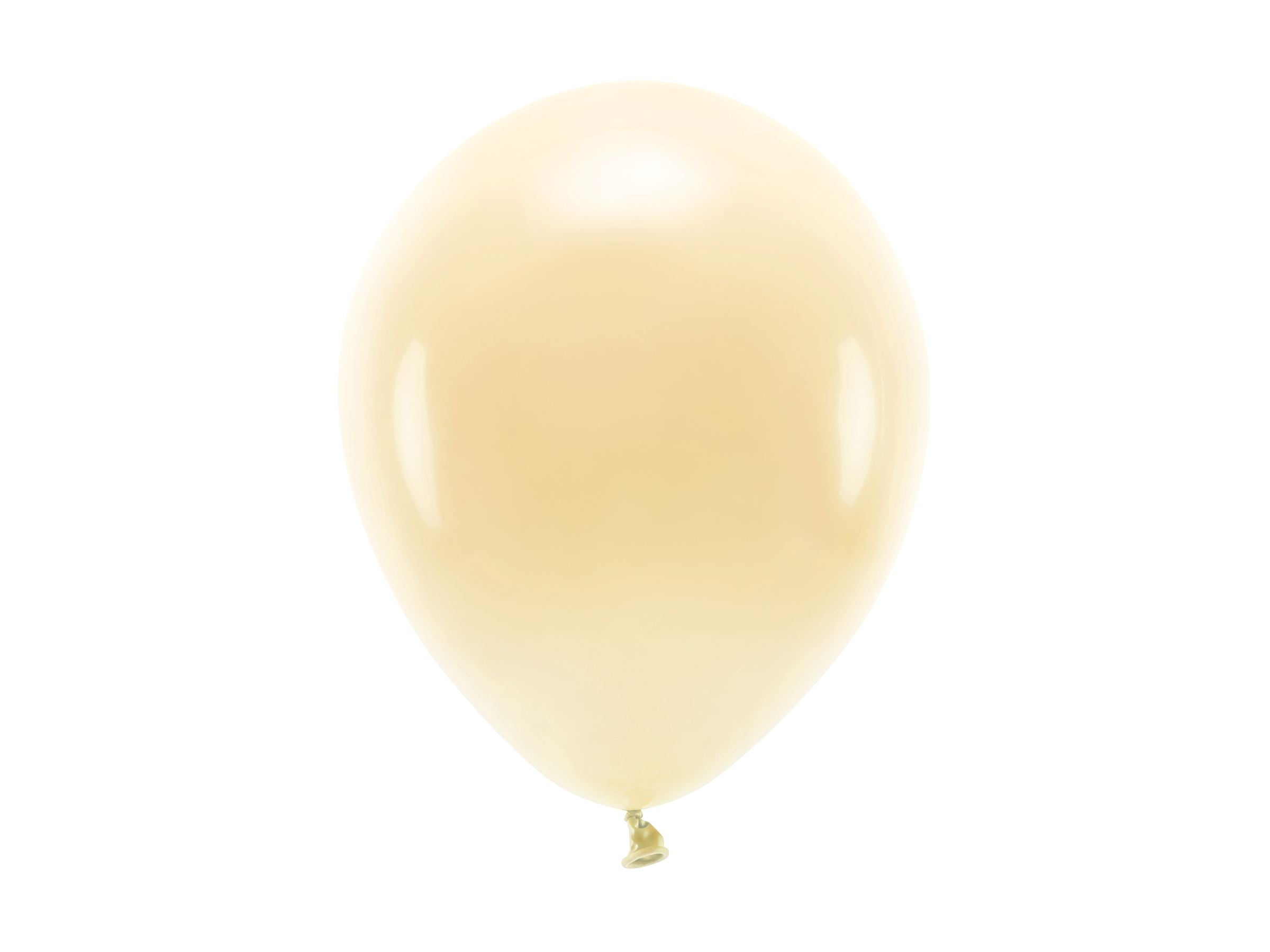 A single, inflated pastel light peach latex balloon with a smooth, matte finish, isolated on a white background.