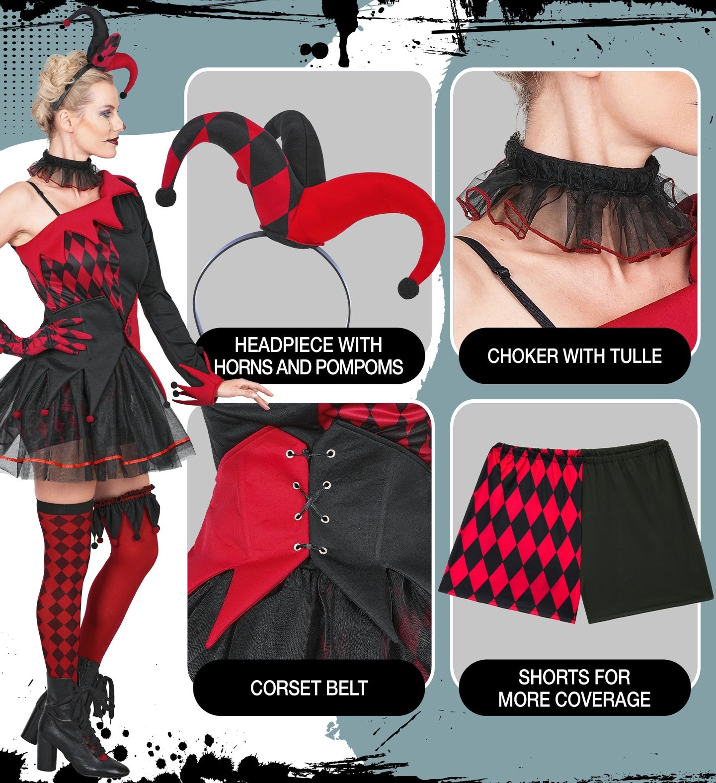 Evil Jester Lady Costume