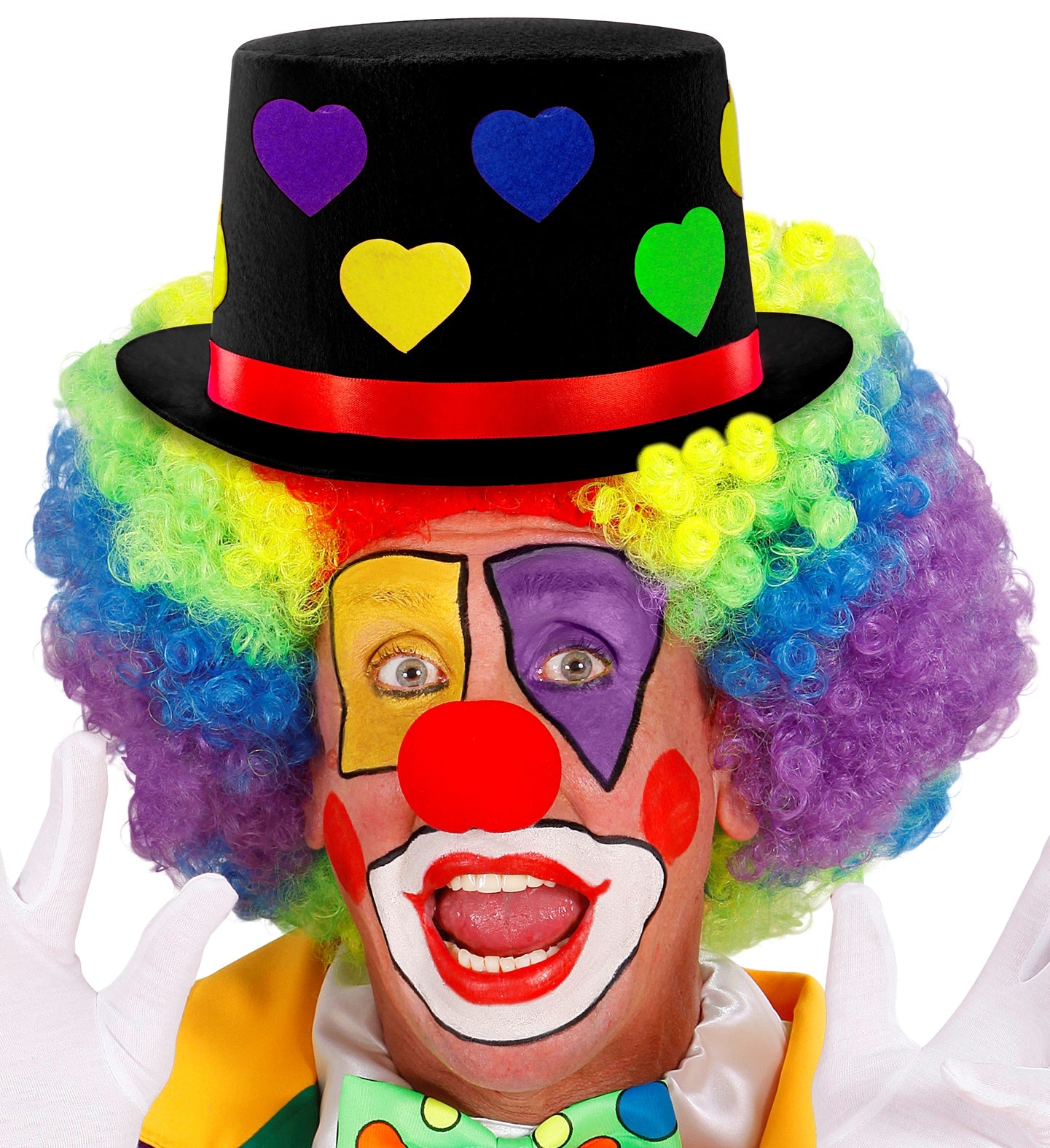 Felt Clown Top Hat With Hearts