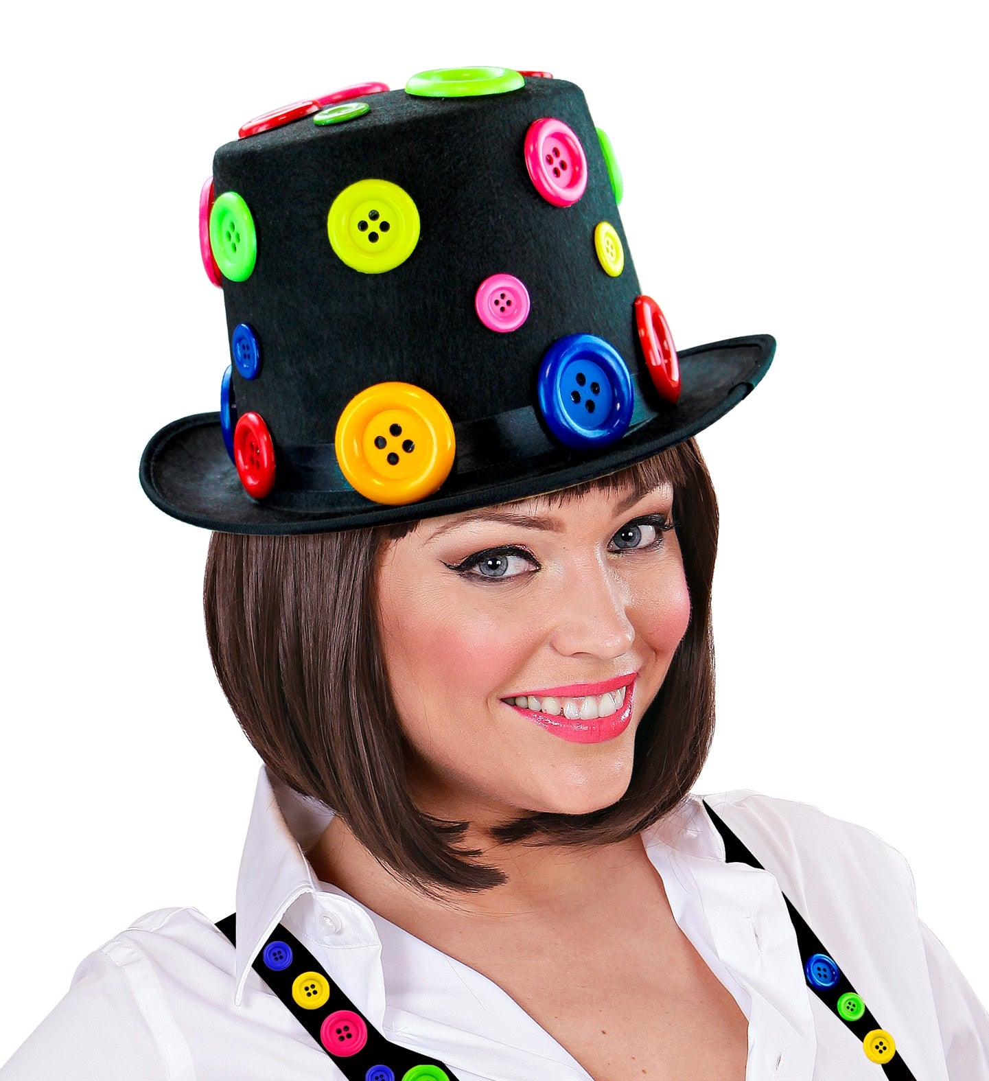 Felt Top Hat With Coloured Buttons